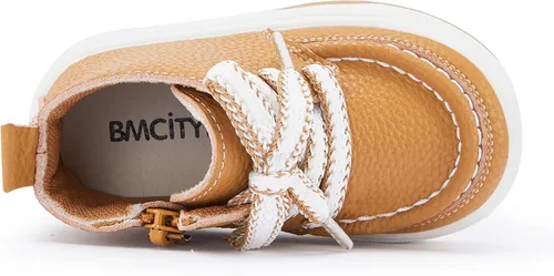 Vista 4 de BMCiTYBM Zapatos para bebé niño y niña, tenis antideslizantes suaves y ligeros, zapatos para caminar de primer paso, 6, 9, 12, 18, 24 meses