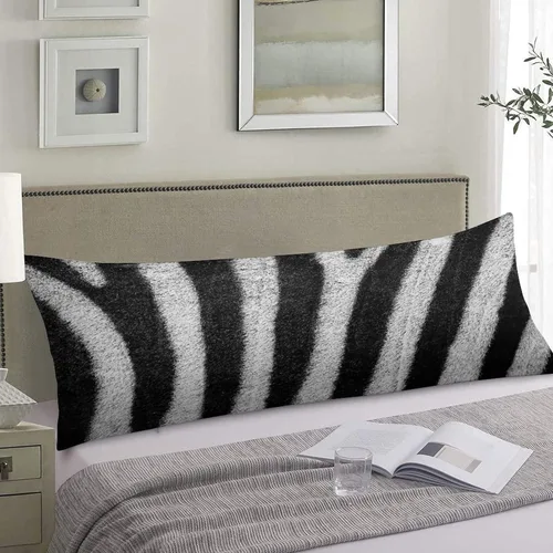 Vista 4 de Funda de almohada corporal con estampado de cebra, respaldo largo, funda protectora de almohada con rayas de cebra en blanco y negro, funda
