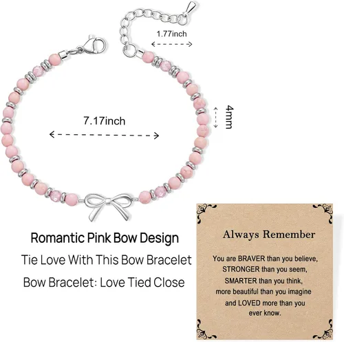 Vista 5 de Pulsera de onda/lazo/cruz para mujer, coloridas pulseras de cuentas de piedra natural, regalo único de amistad para mejor amiga, hermana, mejor