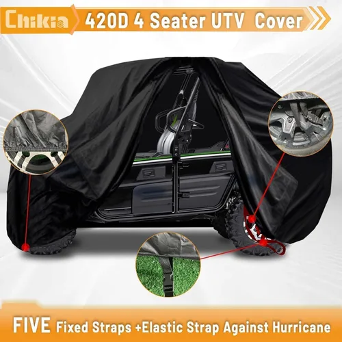 Vista 4 de Chikia UTV - Funda de 4 a 6 plazas con cremallera, protección para todo tipo de clima, compatible con Polaris Ranger Crew General RZR XP 4 Can am