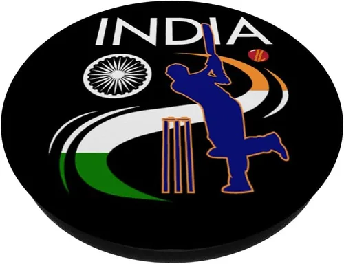 Vista 2 de India - Pincel de cricket con bandera india para teléfonos y tabletas
