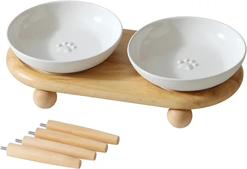 Vista 10 de Havniva Cuencos elevados para gatos, juego de cuencos de comida y agua para Blanco
