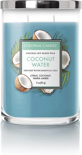 Vista 17 de Colonial Candle - Vela perfumada de frasco con aroma a agua de coco, colección clásica de cilindros, 2 mechas, azul, 19 onzas - hasta 120 horas