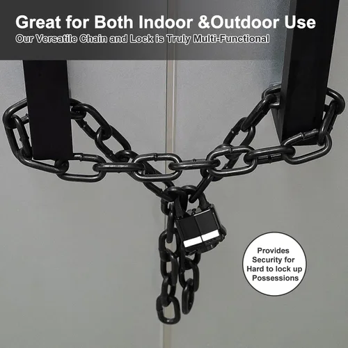 Vista 10 de Cerradura de cadena resistente, cadena de seguridad endurecida de 0.315 in de grosor con candado con llave resistente a la intemperie, perfecto