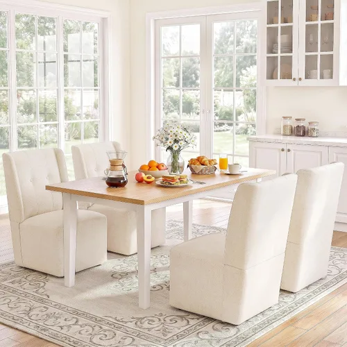 Vista 11 de Silla de comedor giratoria con ruedas, silla de comedor