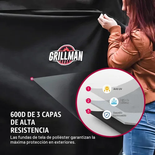 Vista 3 de Grillman - Funda para parrilla exterior, funda para parrilla de barbacoa a prueba de rasgaduras, impermeable, grande y resistente, de 30 x 26 x 43