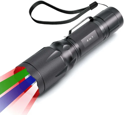 Vista 7 de Linterna Roja Mejorada, Opciones de Luz Roja Blanca Brillante y de Alta/Baja Potencia con Memoria, Lente de Zoom, Pequeña Antorcha LED Portátil