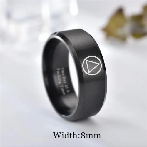 Vista 2 de One Day At A Time Sobriety Gifts - Anillo de acero inoxidable para mujeres y hombres, anillo de recuperación sobria, inspirador, alcohólicos
