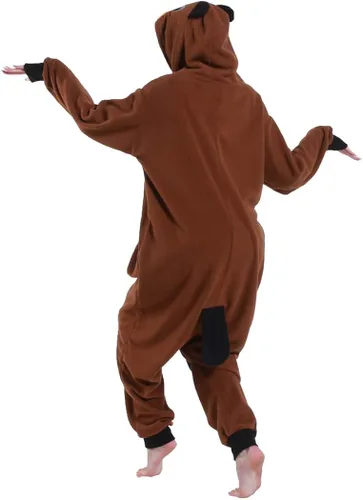 Vista 5 de dressfan Animal Brown Beaver Onesie Cosplay Disfraz Navidad Halloween Pijamas para Adultos Unisex Adolescentes Niños