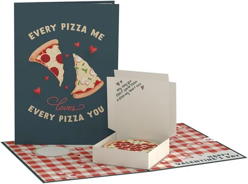 Vista 2 de Lovepop Pizza - Tarjeta romántica para el día de San Valentín con sobre "Has robado una pizza mi corazón
