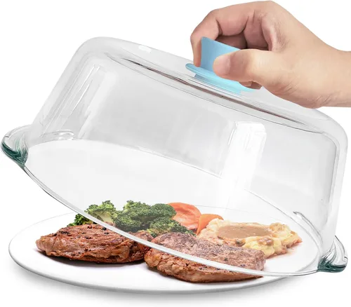 Vista 8 de Microwave Splatter Cover Glass Microwave Cover for Food with Easy Grip Silicone Knob and Ceramic Screws, Dual Vents and Honeycomb Silicone Pad, 10