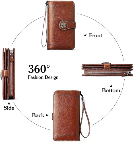 Vista 9 de BOSTANTEN Bolso de hombro de piel para mujer, bolso de hombro vintage para laptop, maletín y carteras para mujer, de cuero genuino con bloqueo RFID