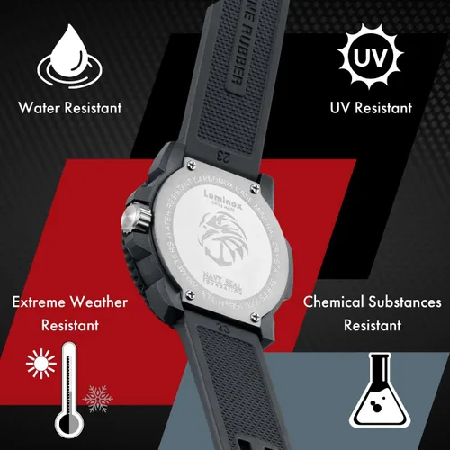 Vista 3 de Luminox Correa de reloj de goma negra 3050 Navy SEAL Colormark Series para hombre