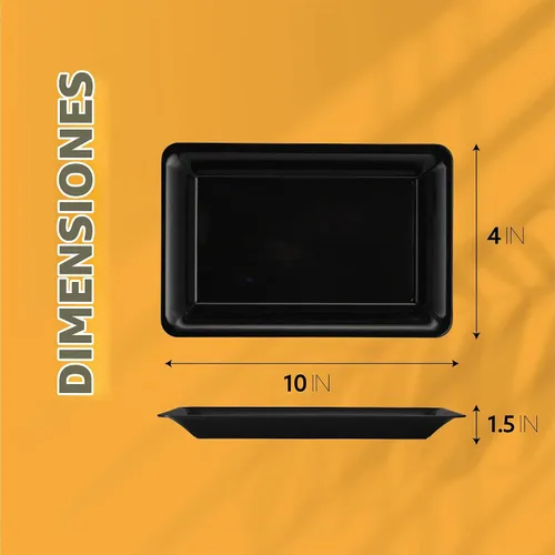 Vista 9 de Plasticpro - Bandejas de plástico para servir, rectangulares, 10 x 14 pulgadas, plato desechable para fiesta, color negro, paquete de 4