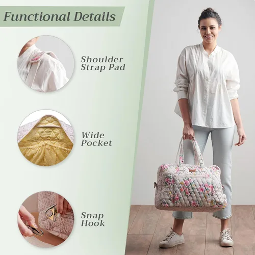 Vista 4 de Maison d' Hermine Bolsas de fin de semana para mujer, de algodón, acolchadas, para equipaje nocturno, bolsa de fin de semana para hombres, regalos