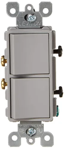 Vista 6 de Decora Leviton Apagador de combinación de CA, polo único, grado comercial, 15 amperios, 120/277 voltios., 5634-E Negro