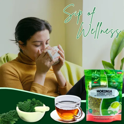 Vista 4 de Hanan Té de Moringa de Hierbas (te de moringa) 1.1 oz (30 g) - Hojas de plantas oleíferas secas naturales de Perú