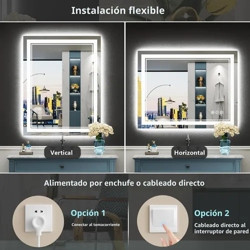 Vista 6 de 24x32 LED Bathroom Mirror, Backlit & Front Lit Lighted Mirror Retroiluminado+luz frontal