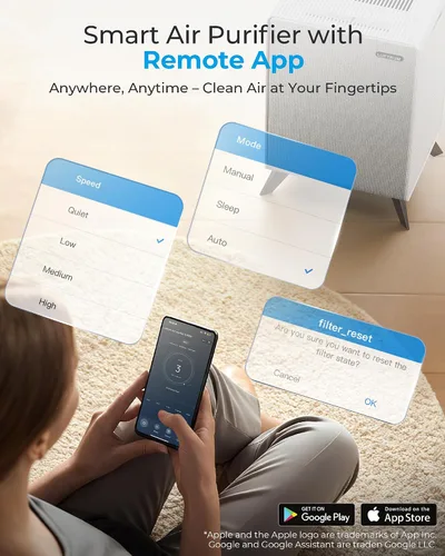 Vista 3 de Purificadores de aire para el hogar habitación grande de hasta 2250 pies cuadrados con WIFI inteligente – Elimina el 99% de las alergias al humo