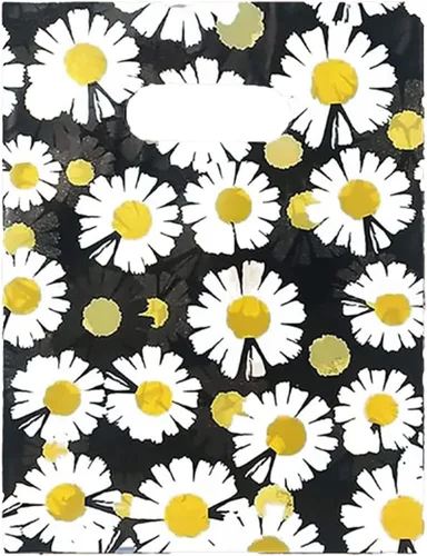 Vista 15 de Joyhey 100 bolsas de plástico de 5.8 x 7.8 pulgadas, bolsas de boutique con asas troqueladas, color negro, gracias