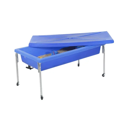 Vista 8 de Children's Factory - Mesa sensorial de arena y agua con juego de tapa para preescolar, guardería, aula, juego al aire libre, 18", azul