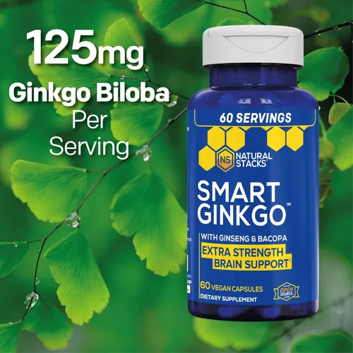 Vista 6 de NATURAL STACKS Paquete de suplemento Smart Ginkgo Biloba y Smart NMN - Soporte cerebral extra fuerte y apoyo NAD+* - 120 cápsulas totales