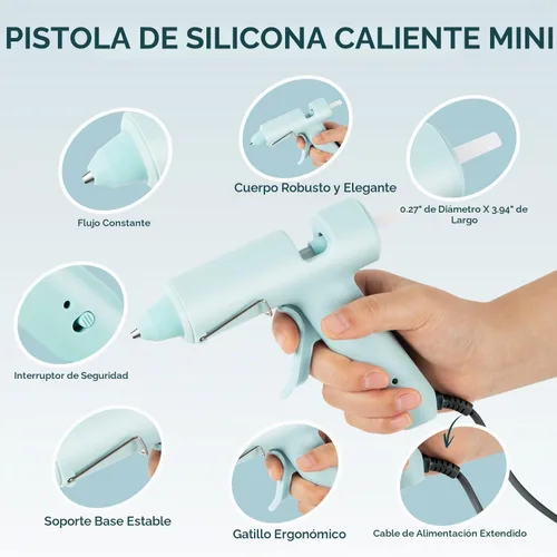 Vista 4 de Pistola de pegamento caliente, mini kit de pistola de pegamento caliente con 30 barras de pegamento