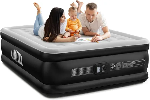 Vista 14 de Airefina Colchón de aire Queen con bomba incorporada, colchón inflable elevado cómodo con bolsa de transporte, cama de aire probada de fugas de 48