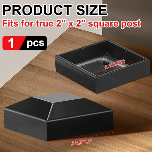 Vista 2 de Dunzy Tapas de aluminio para postes de valla de 2 x 2 pulgadas, tapas negras para buzón, cubierta de poste de ajuste a presión para buzón de metal