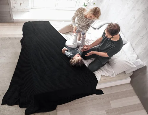 Vista 4 de Utopia Bedding Manta de gofre 100% algodón, tamaño individual, color negro, 90 x 72 pulgadas