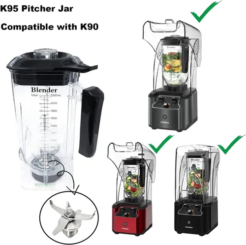 Vista 4 de Vaso de repuesto para licuadora, se adapta a CRANDDI K90 K95, Wantjoin/Senlee/Oliboni K90