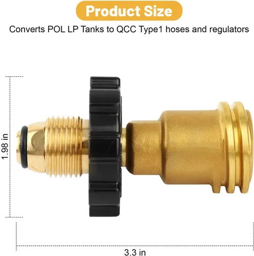 Vista 6 de Fuoequl El adaptador de tanque de propano convierte POL a QCC1 / Tipo 1 con llave