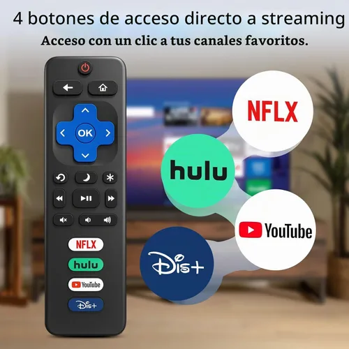 Vista 4 de Paquete de 4 controles remotos de repuesto para Roku TV, control remoto