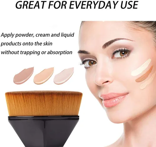 Vista 2 de Brochas para Base De Maquillaje, Cepillo De Maquillaje Con Tapa Plana con Estuche de Almacenamiento, Cepillo de Base Kabuki de parte superior plana