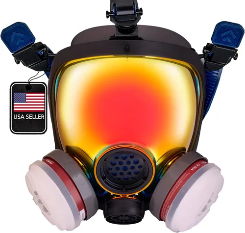 Vista 12 de Parcil Distribution Full Face Respirator Mask - Air Purifying, Organic Vapor & Particulate - Industrial Use - CE Tested