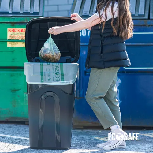 Vista 2 de EcoSafe -6400 HB2432-6 Bolsa compostable certificada - Bolsas verdes de 24 x 32 pulgadas para contenedores de 13 galones - Forros de basura