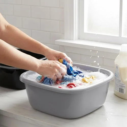 Vista 4 de Vababa Lavabo de plástico de 12 cuartos de galón, sartén para fregadero de cocina, paquete para 4
