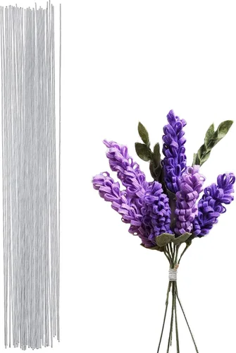 Vista 7 de BEADNOVA Tallos de flores falsas, 50 piezas de calibre 22, tallos de alambre floral para manualidades, arreglos de floristería, ramo de bricolaje