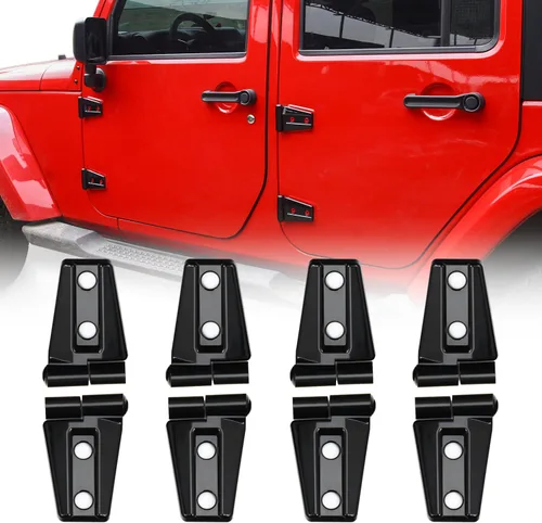 Vista 17 de JeCar Cubiertas de Bisagras de Puerta ABS Accesorios Exteriores para Jeep Wrangler JK JKU 2007-2018, Negro