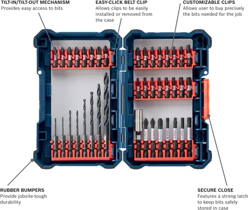 Vista 6 de Bosch Juego de 40 piezas DDMS40 con kit combinado de herramientas eléctricas Bosch CLPK22-120 - Juego de herramientas inalámbricas de 12 voltios