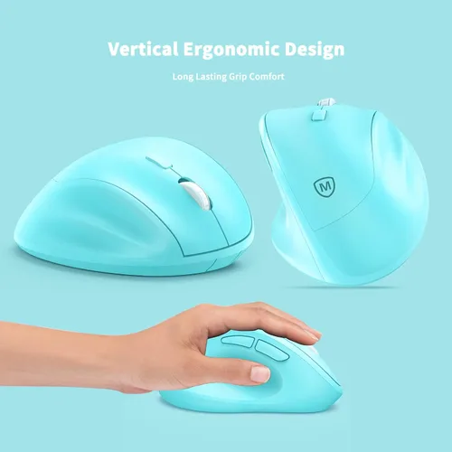 Vista 3 de Ergo Mouse inalámbrico ergonómico con receptor USB para PC, laptop y escritorio, mouse vertical con clics silenciosos de larga duración