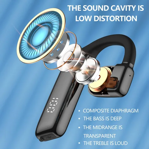 Vista 6 de Auricular Bluetooth V5.3 Auricular Bluetooth de un solo oído, con cancelación de ruido y compatible con micrófono, tiempo de conversación de 30