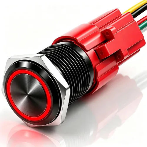 Vista 24 de Twidec /6 unids interruptor de botón momentáneo de 0.472 in agujero de montaje de 1/2 "encendido apagado mini redondo impermeable negro con cables