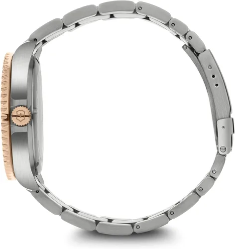 Vista 4 de Victorinox Maverick Ø 43, esfera marrón, reloj de acero inoxidable de dos tonos plateado y oro rosa
