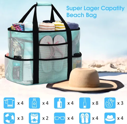Vista 4 de oscaurt Bolsa de playa extra grande para mujer, impermeable, a prueba de arena, bolsa de playa de malla, bolsa de viaje para piscina