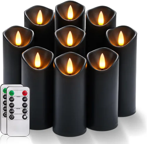 Vista 13 de Homemory Velas Decorativas Sin Llama, Velas a Batería con Control Remoto y Temporizador, Velas LED de Pilar Parpadeantes, Plexiglás, Gris, Paquete