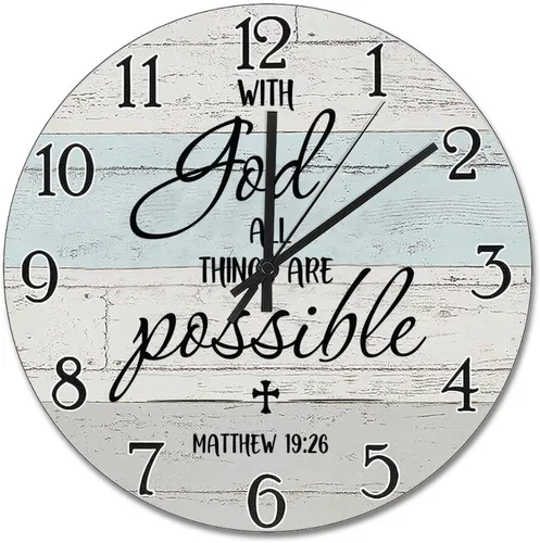 Vista 19 de Trust in the Lord With All Your Heart - Reloj de pared con versículo bíblico – Arte de cita religiosa de madera cristiana inspiradora – Madera