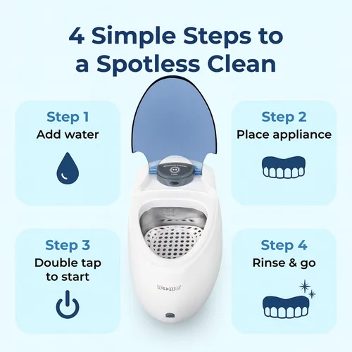Vista 7 de iSonic Limpiador ultrasónico de dentadura/alineador/retenedor para todos los aparatos dentales y de la apnea del sueño (F3900)