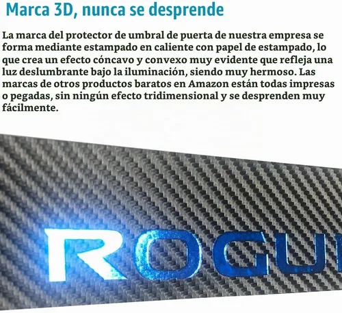 Vista 5 de LEXLEY Protector de umbral de puerta de cuero estilo fibra de carbono para Nissan Rogue 2014-2026 Rogue Sport 2017-2022, protector de umbral de Azul