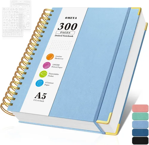 Vista 8 de Cuaderno de viñetas con espiral, diario de 300 páginas de cuero con contenido, cuadernos de 120 g/m² de papel grueso que no deja pasar la tinta